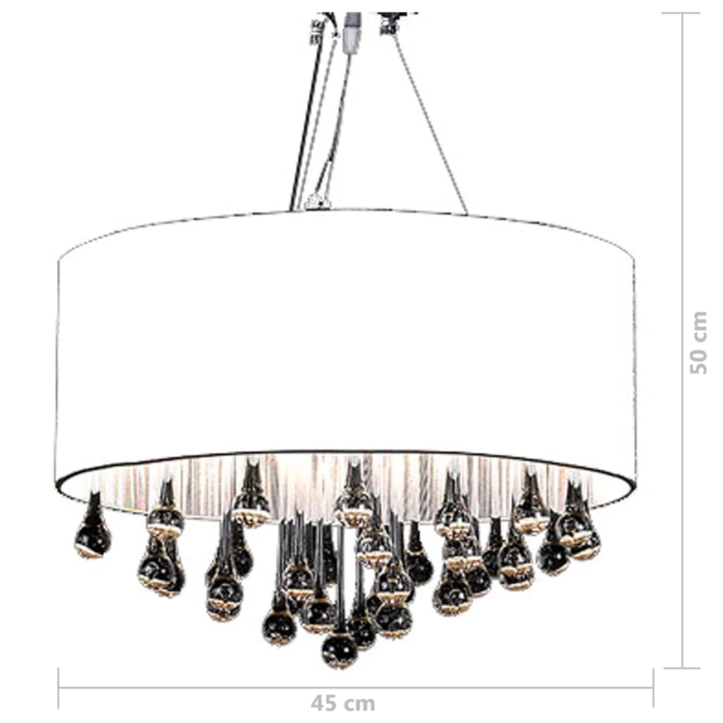 Taklampe Lysekrone med 85 krystaller Hvit
