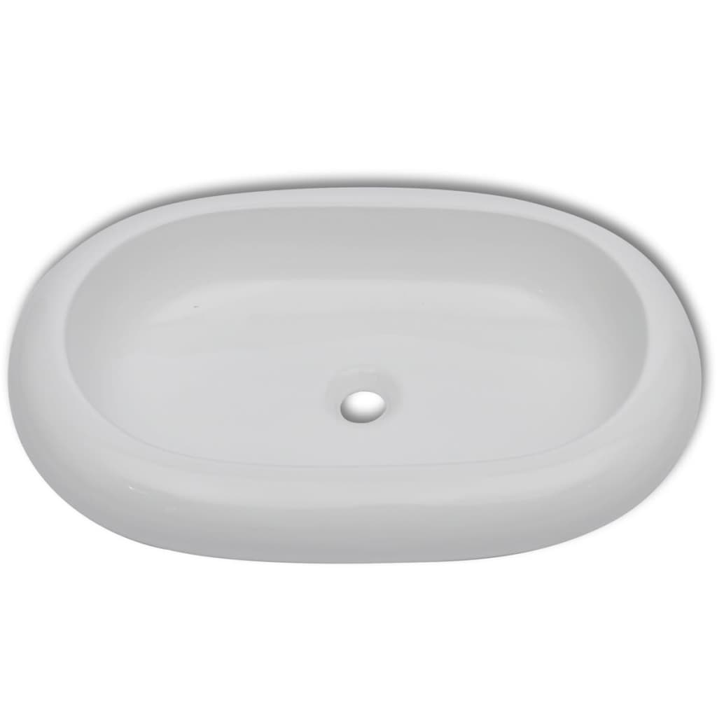 Baderomsvask Luksus Keramisk Vask Oval Hvit 63 x 42 cm