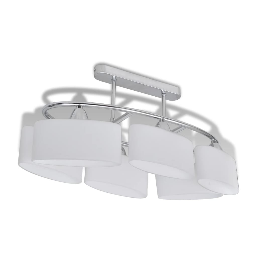 Taklampe med ellipsoide glasskjermer for 6 E14-lyspærer