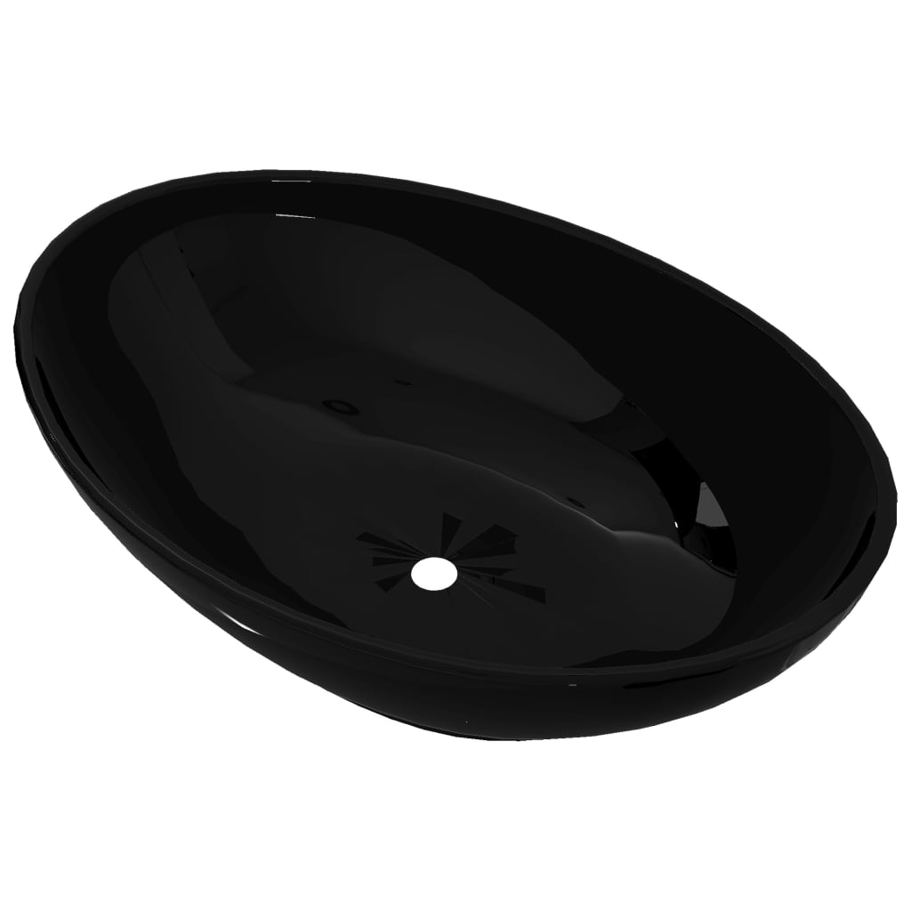 Baderomservant Luksuriøs keramisk oval Svart 40 x 33 cm