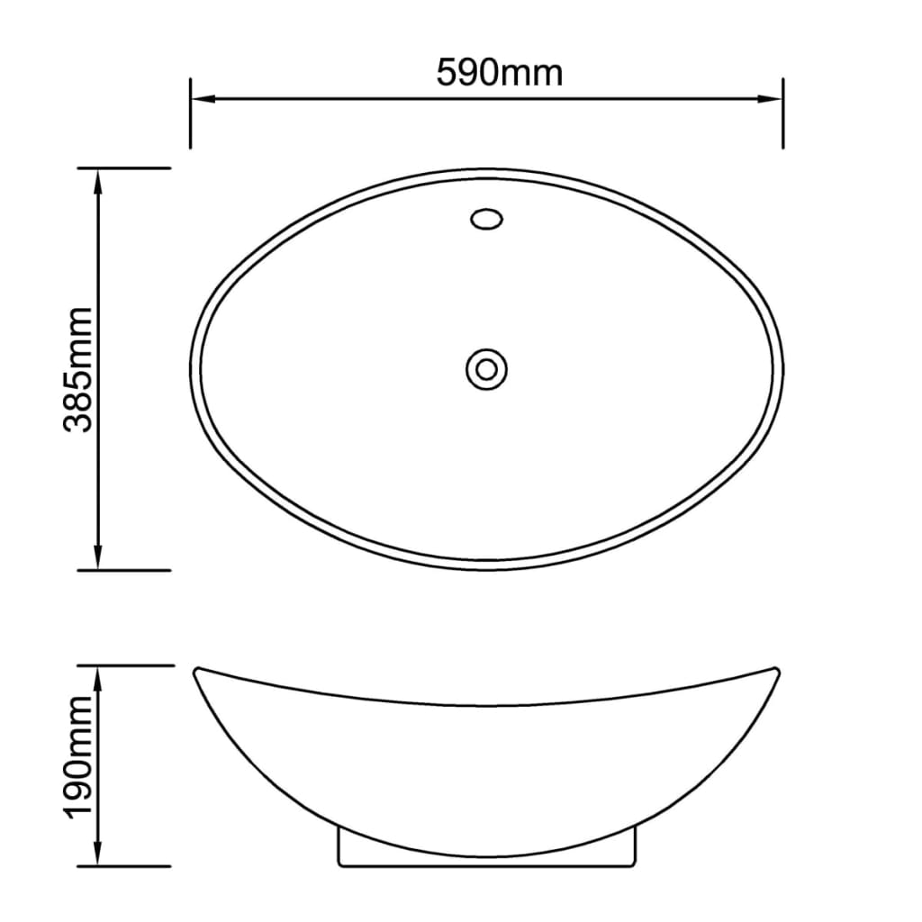 Baderomsvask Luksus Keramisk Vask med Overløp 59 x 38,5 cm