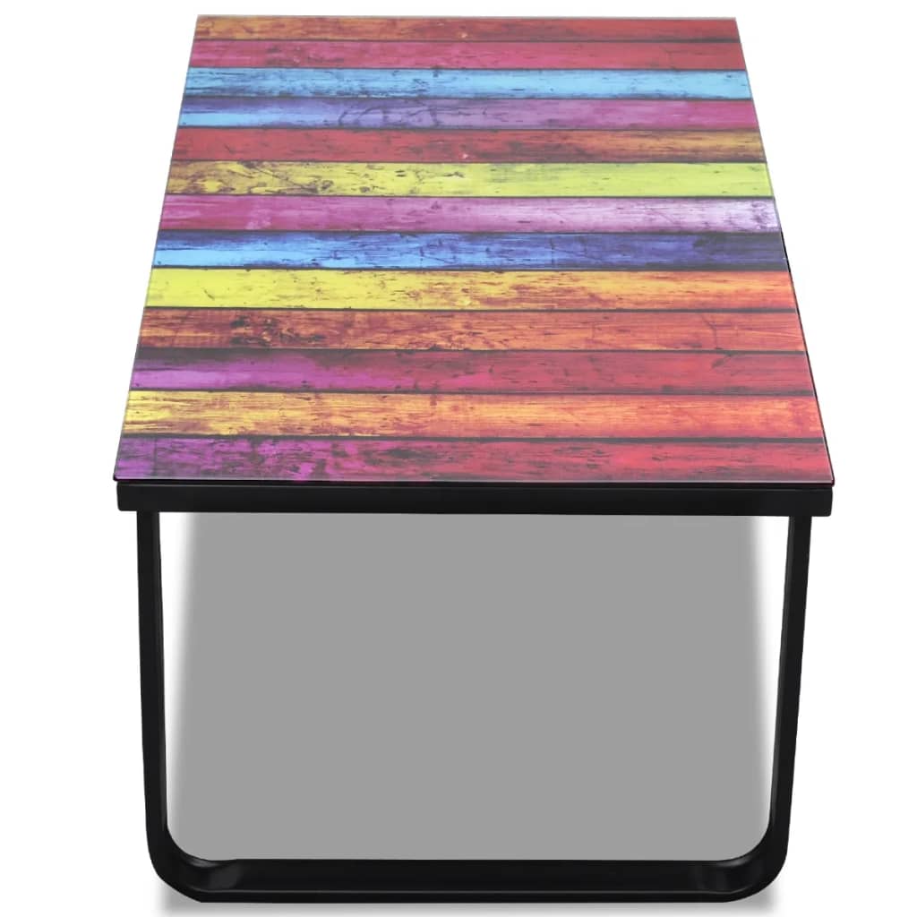 Salongbord Sofabord DIV. med regnbueprint glassplate