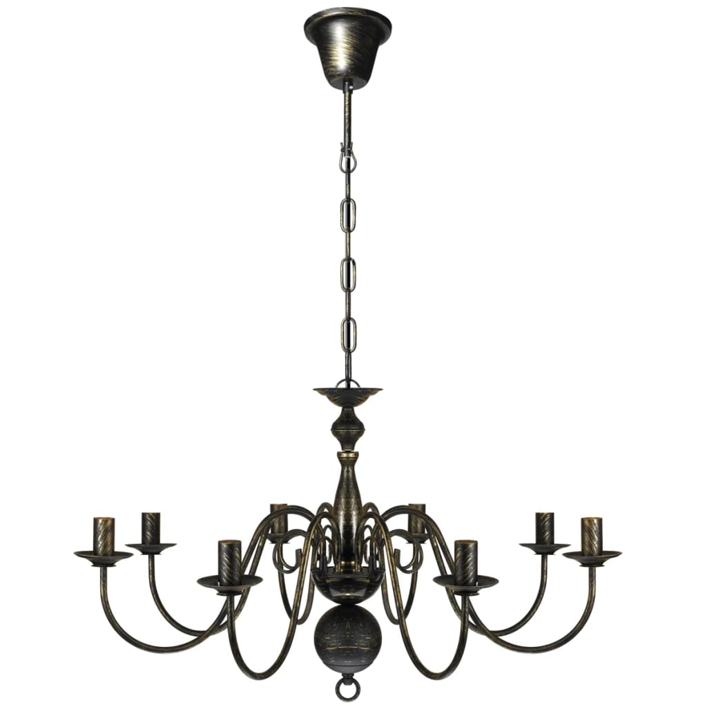 Taklampe Lysekrone metall antikk Svart 8 x E14 lyspærer