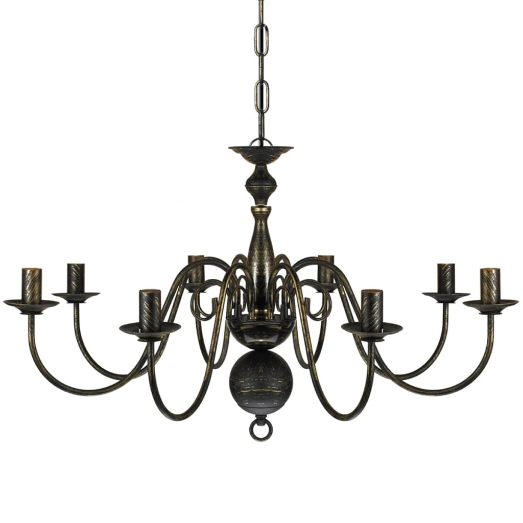 Taklampe Lysekrone metall antikk Svart 8 x E14 lyspærer