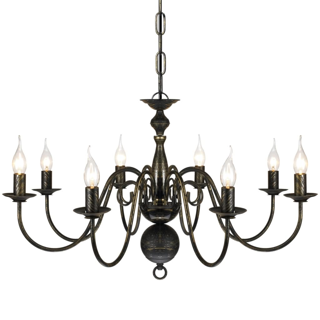 Taklampe Lysekrone metall antikk Svart 8 x E14 lyspærer