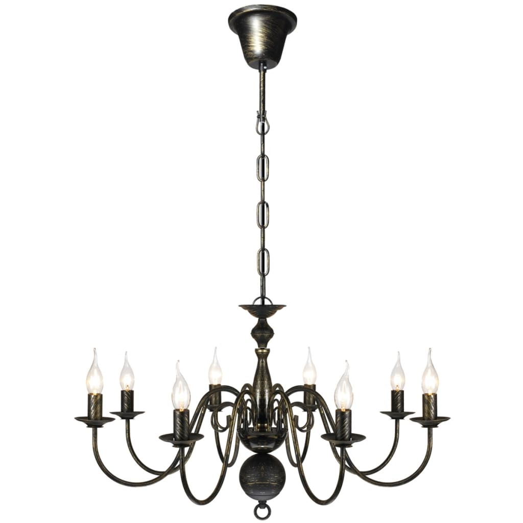 Taklampe Lysekrone metall antikk Svart 8 x E14 lyspærer