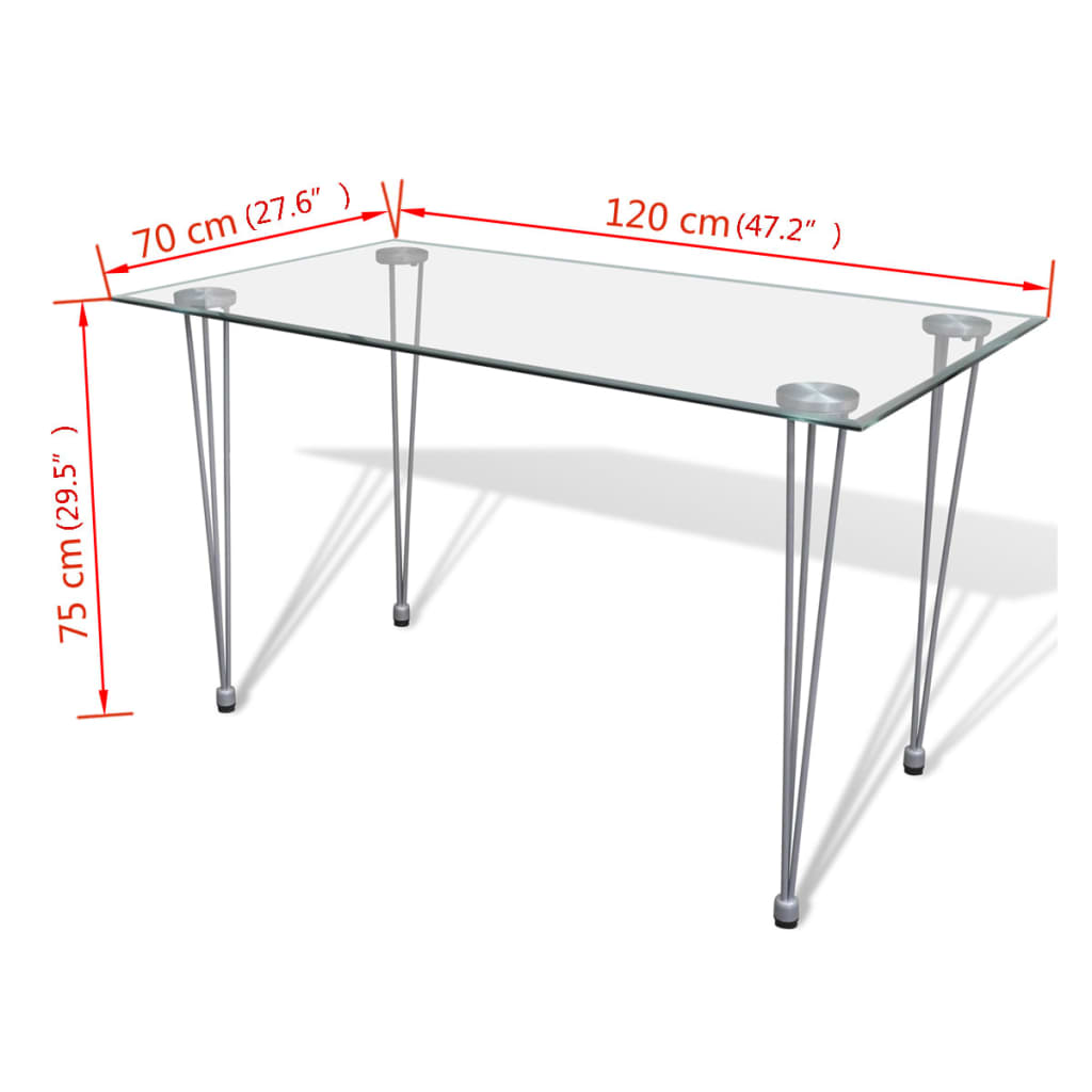 Spisebord med glassplate transparent