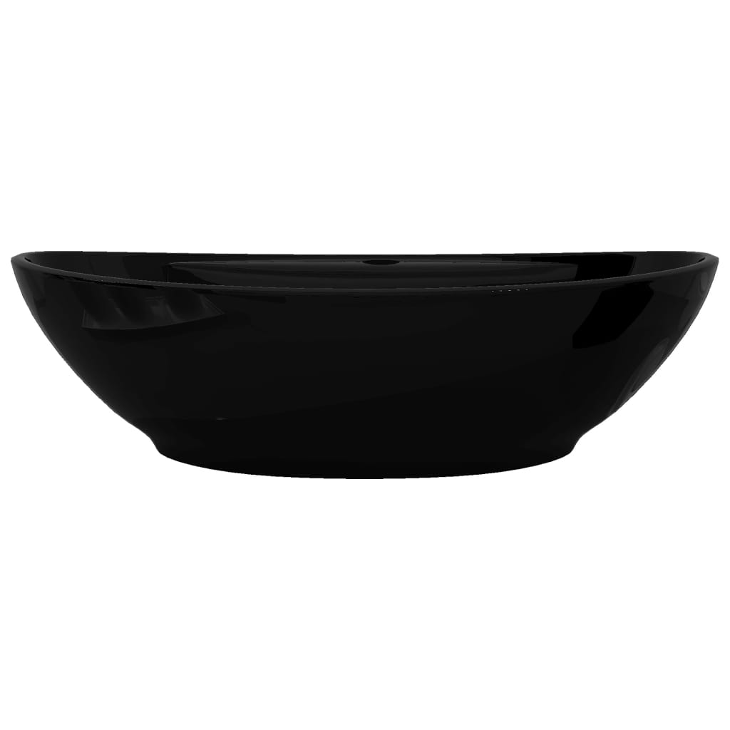 Baderomservant Keramisk oval servantbatterihull/overløpshull, svart