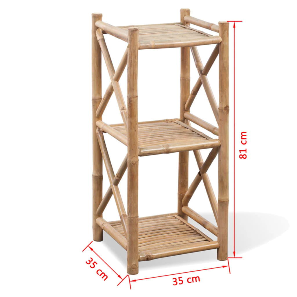 Hagebord Tre Firkantet bambushylle 3 lag
