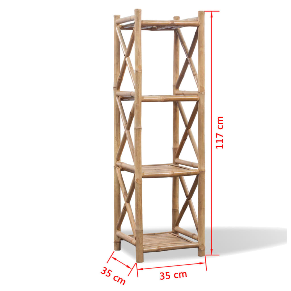 Hagebord Tre Firkantet bambushylle 4 lag