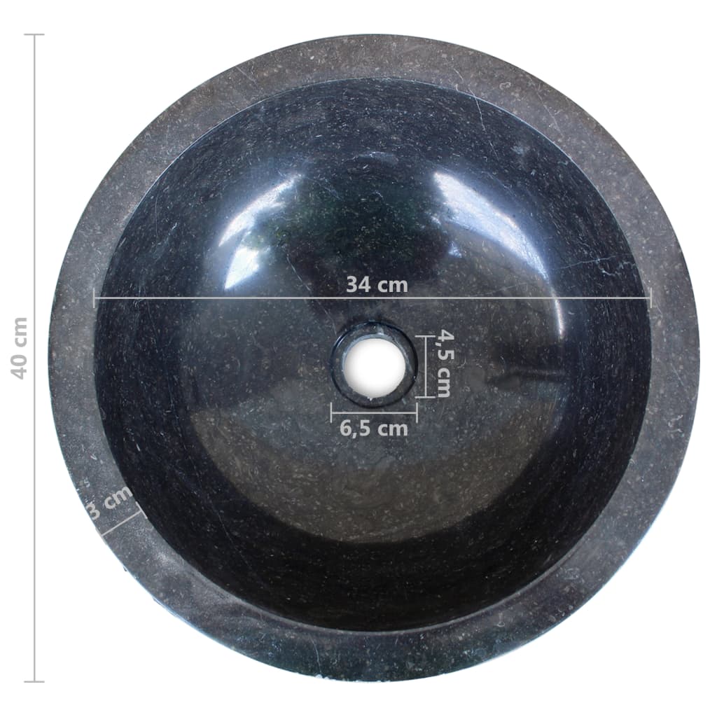 Baderomsvask marmor 40 cm Svart