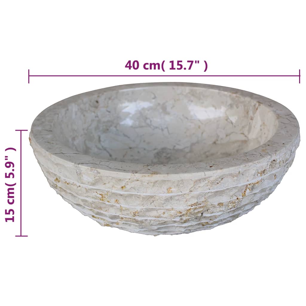 Baderomsvask marmor 40 cm krem