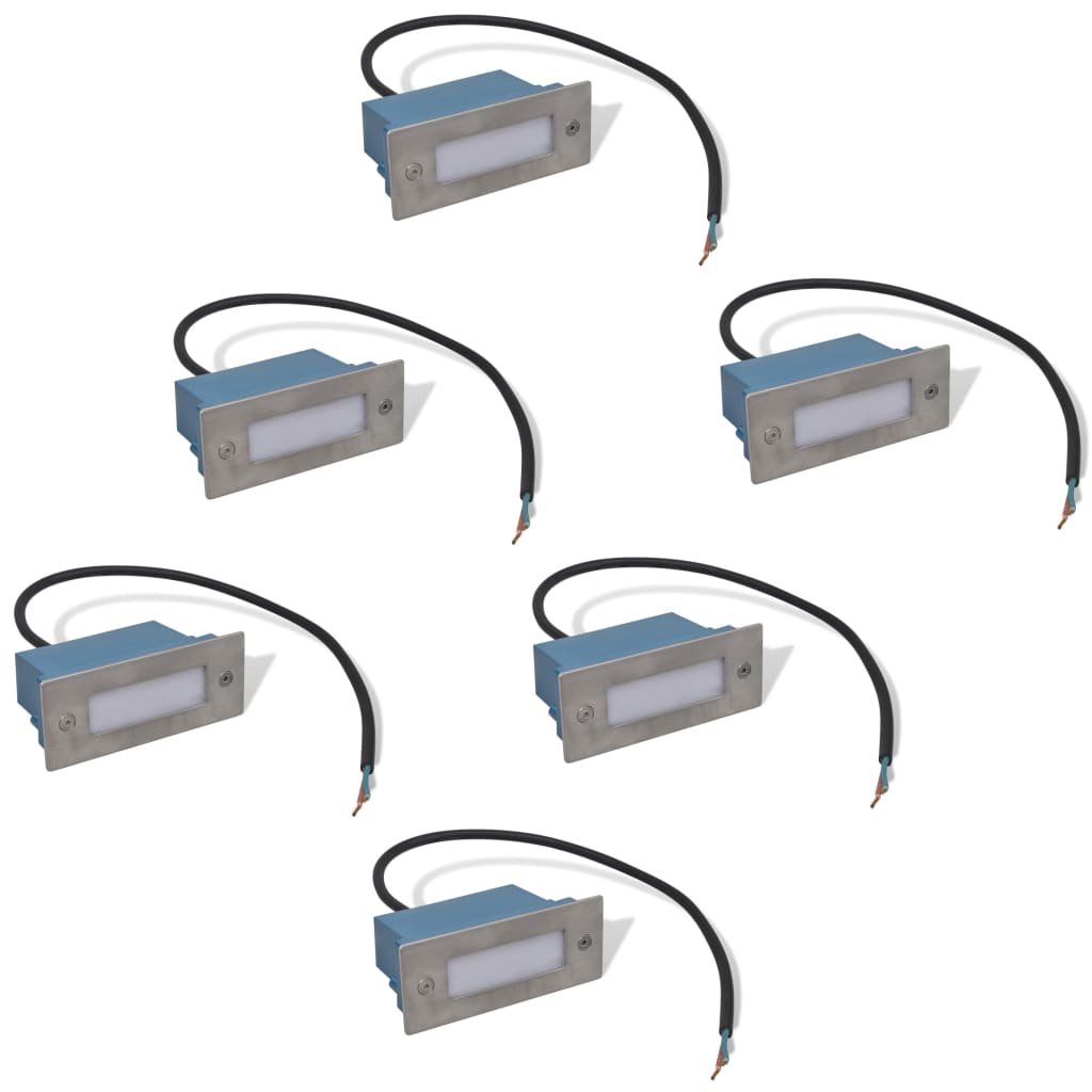 Hagebelysning Mark El. Innfelte LED-trappelys 6 stk 44x111x56 mm