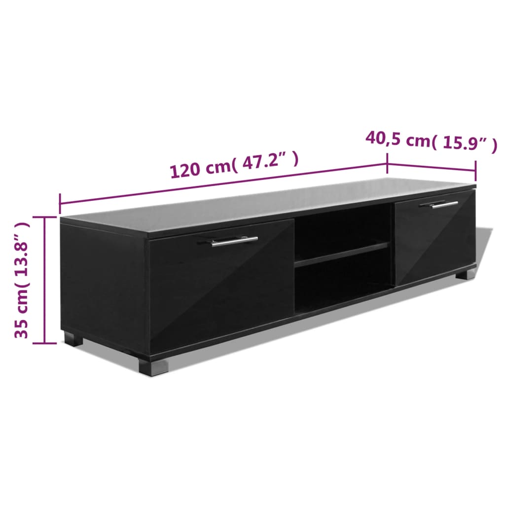 TV-Møbel Høyglans Svart TV-benk 120x40,5x35 cm