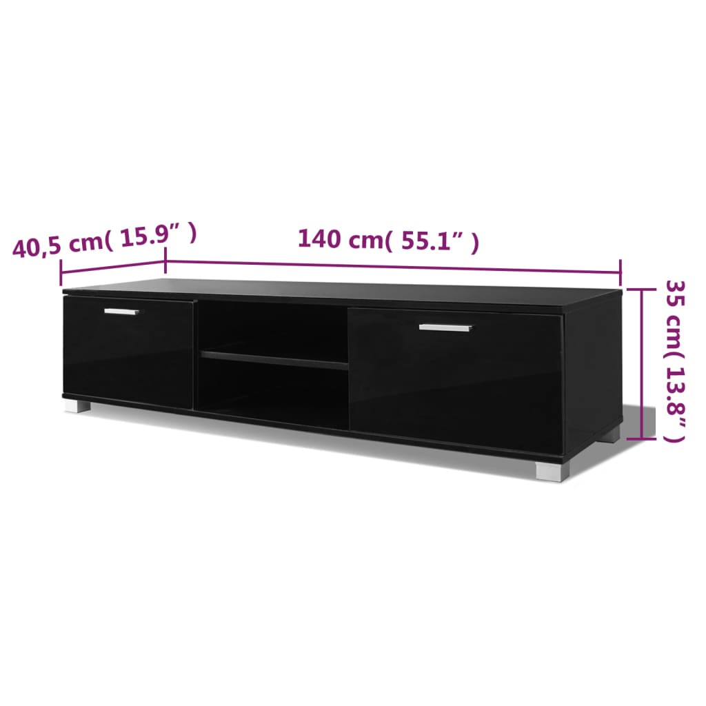 TV-Møbel Høyglans Svart Tv-benk 140x40,5x35 cm