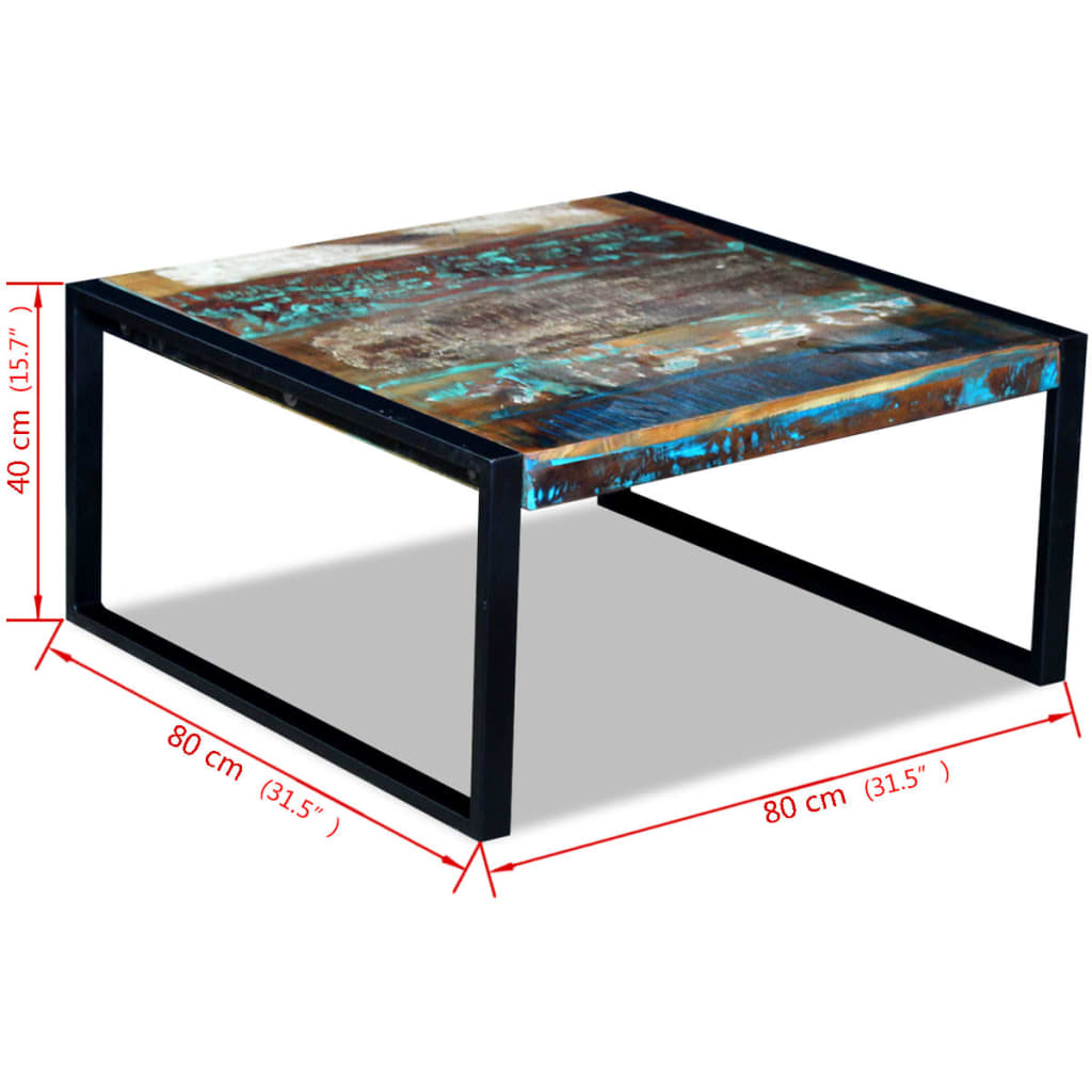Salongbord Sofabord Tre Gjenvunnet Heltre 80x80x40 cm