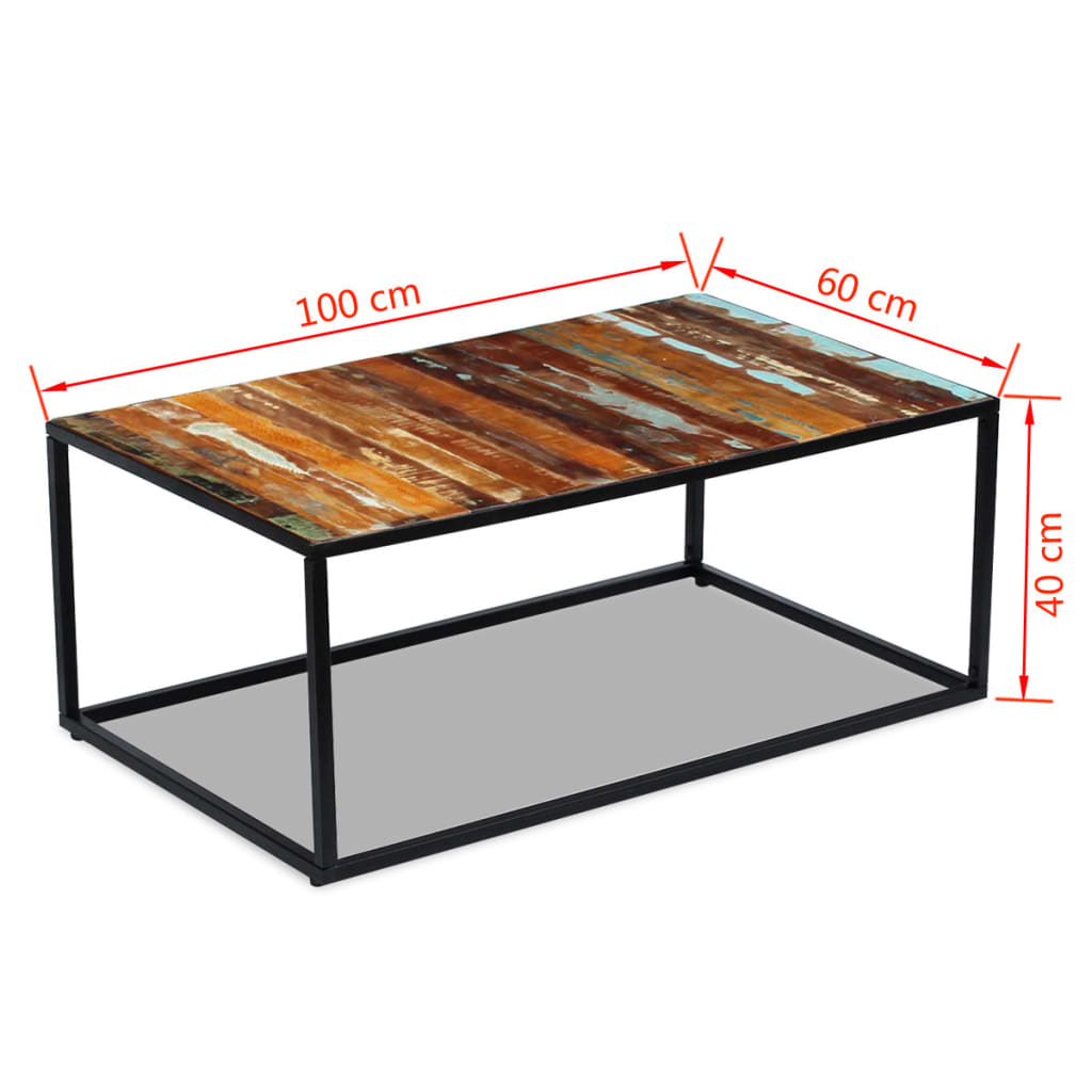 Salongbord Sofabord Tre Gjenvunnet Heltre 100x60x40 cm