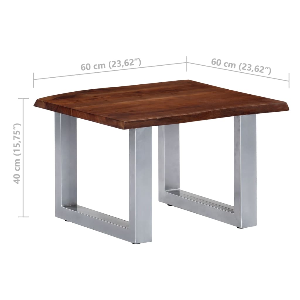 Salongbord Sofabord Tre heltre akasie med livlige kanter 60x60x40 cm