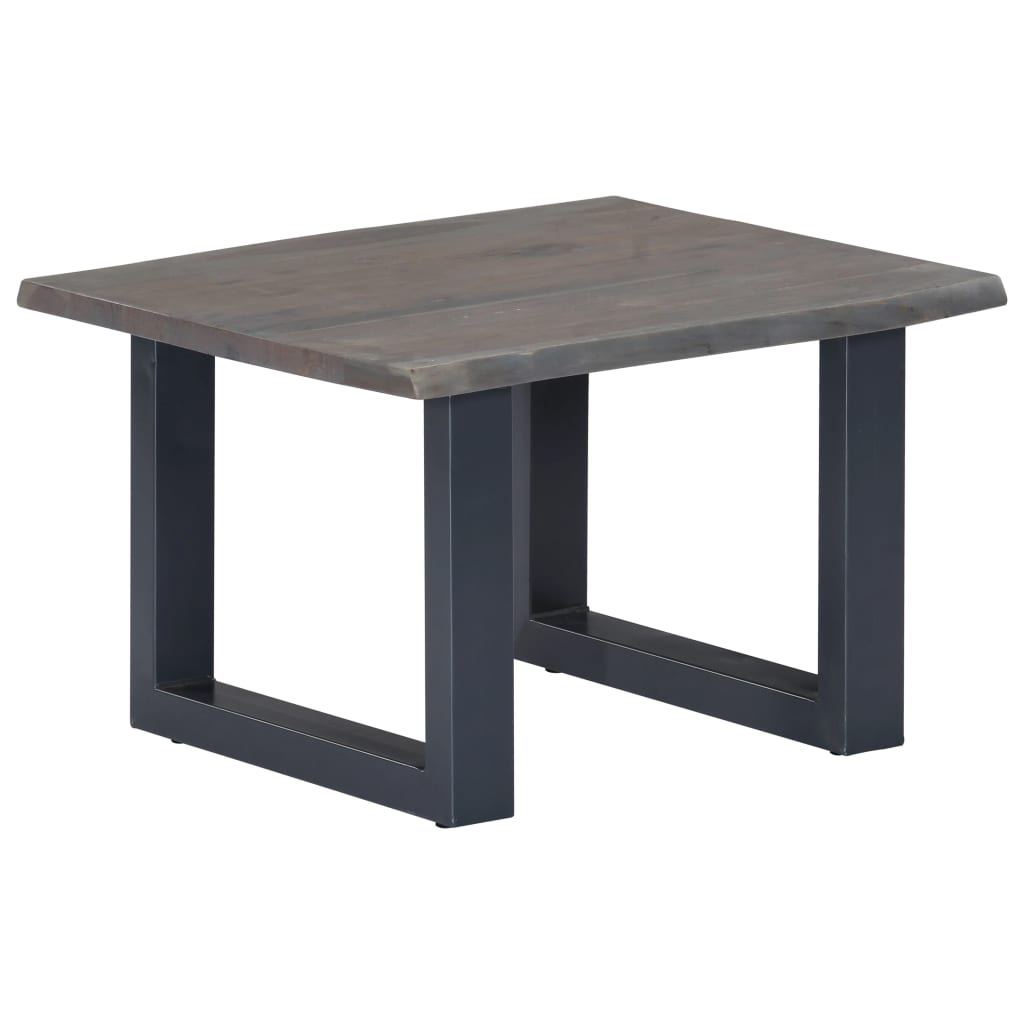 Salongbord Sofabord Tre heltre akasie med livlige kanter Grå 60x60x40 cm