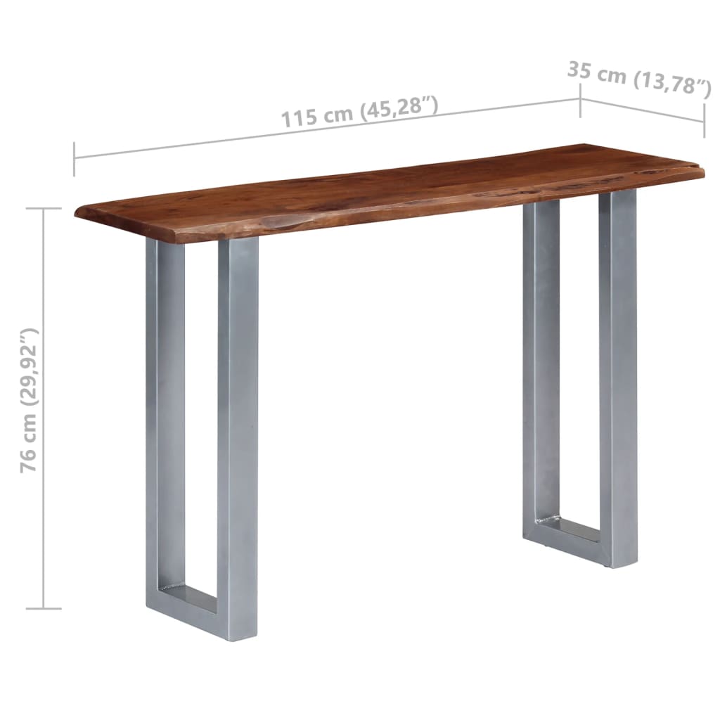 Avlastningsbord Konsollbord Tre 115x35x76 cm heltre akasie og jern