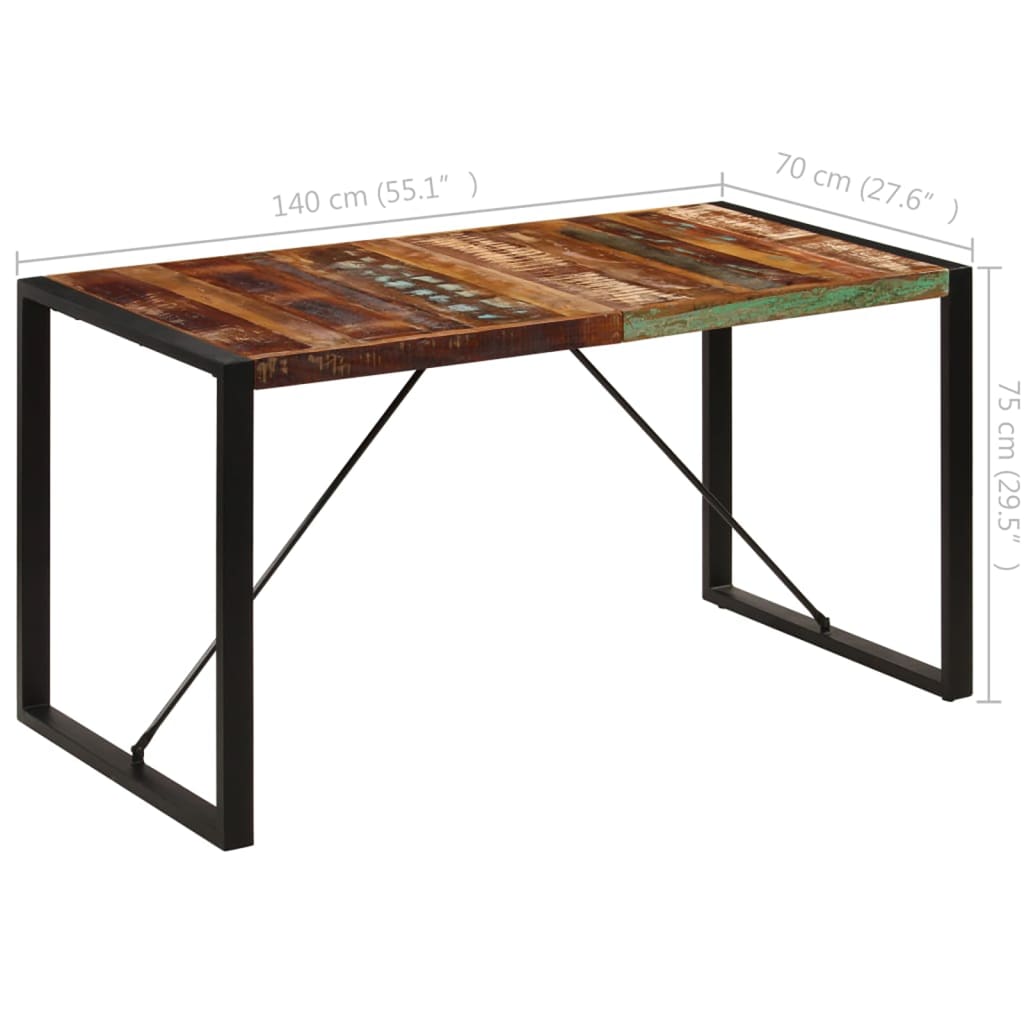 Spisebord 140x70x75 cm gjenvunnet heltre