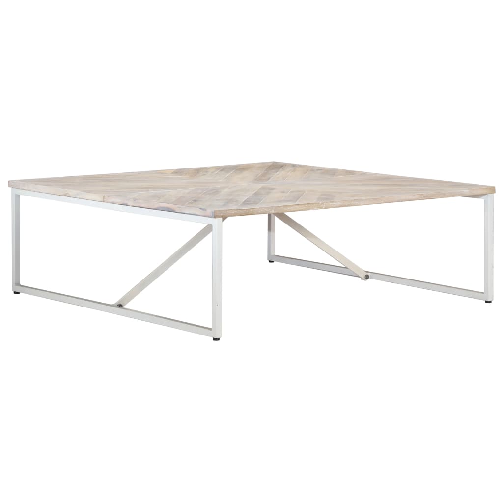 Salongbord Sofabord Hvit Tre Heltre Mango 110x110x36 cm