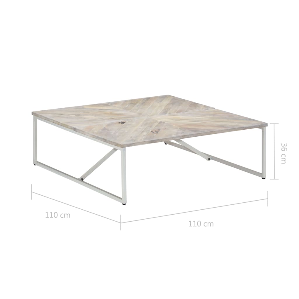 Salongbord Sofabord Hvit Tre Heltre Mango 110x110x36 cm
