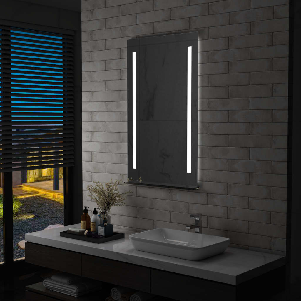 Baderomsspeil LED med hylle 60x100 cm