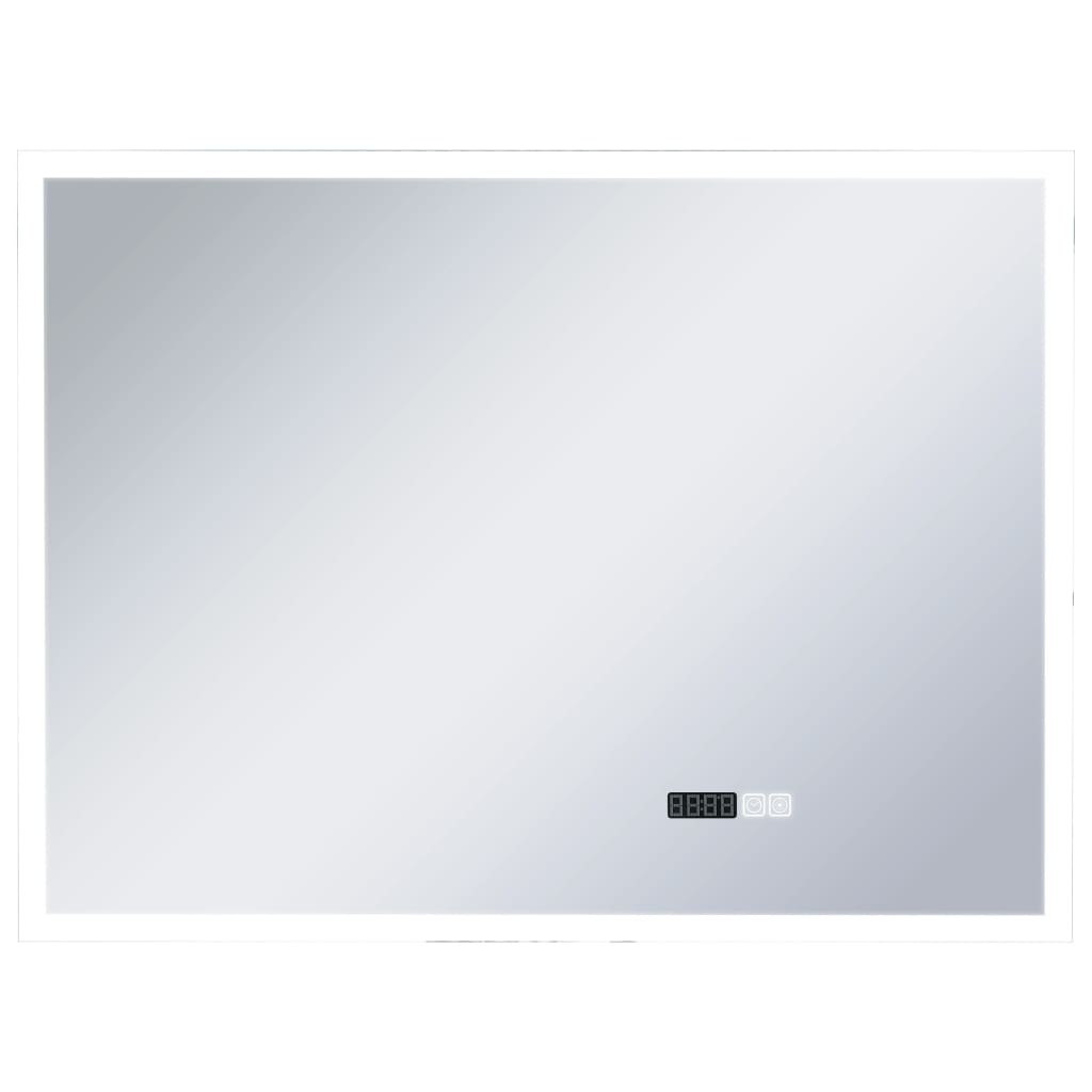 Baderomsspeil LED med berøringssensor og tidsvisning 80x60 cm