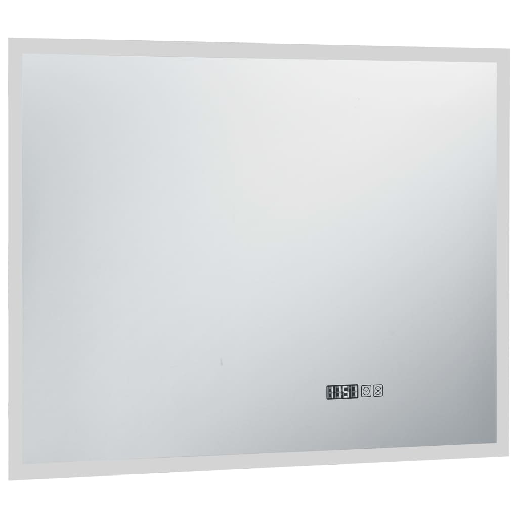 Baderomsspeil LED med berøringssensor og tidsvisning 80x60 cm
