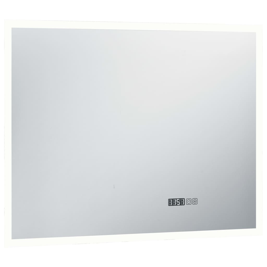 Baderomsspeil LED med berøringssensor og tidsvisning 80x60 cm
