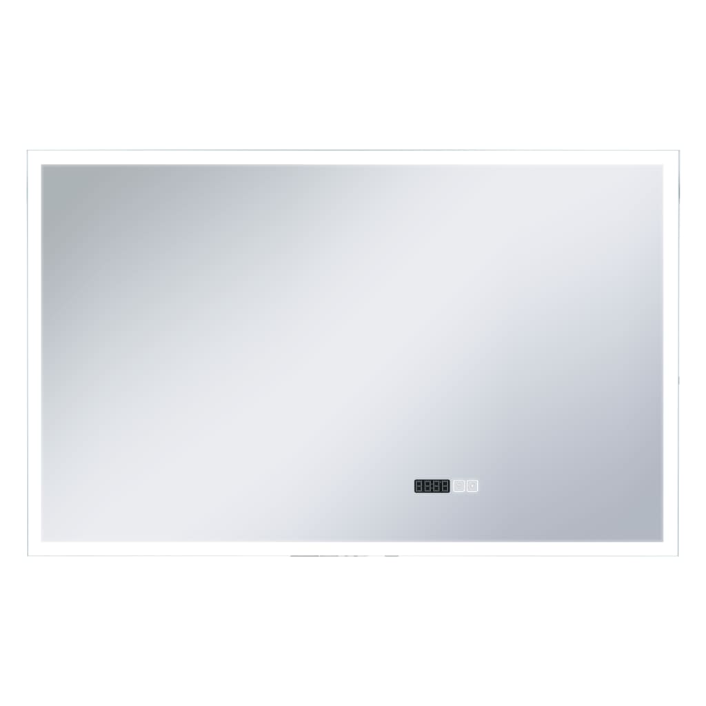 Baderomsspeil LED med berøringssensor og tidsvisning 100x60 cm