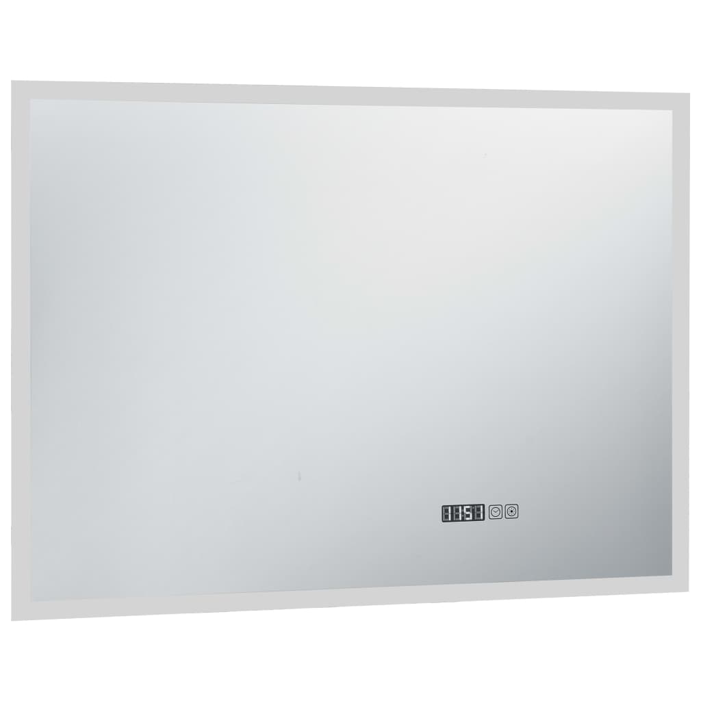 Baderomsspeil LED med berøringssensor og tidsvisning 100x60 cm