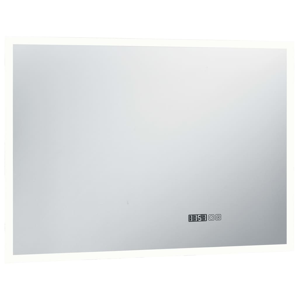 Baderomsspeil LED med berøringssensor og tidsvisning 100x60 cm