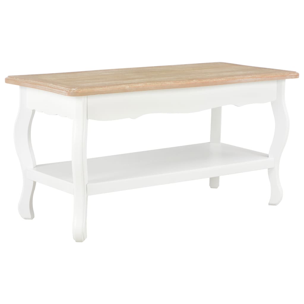Salongbord Sofabord Hvit og Brun 87,5x42x44 cm heltre furu