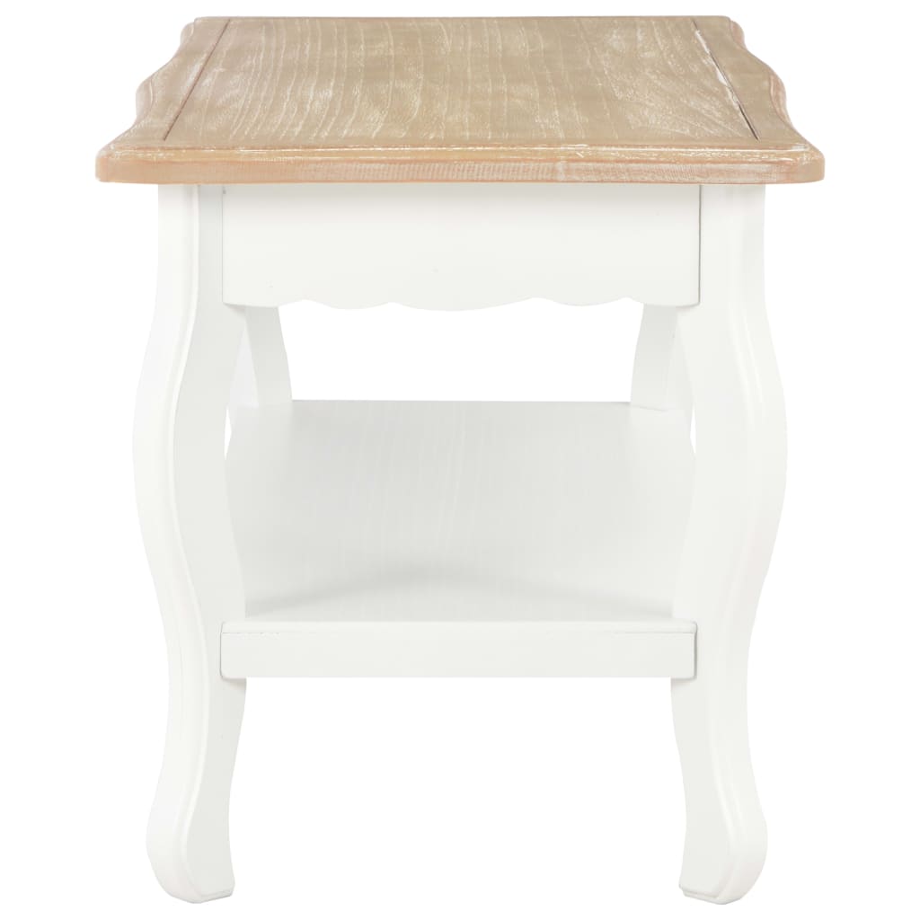 Salongbord Sofabord Hvit og Brun 87,5x42x44 cm heltre furu