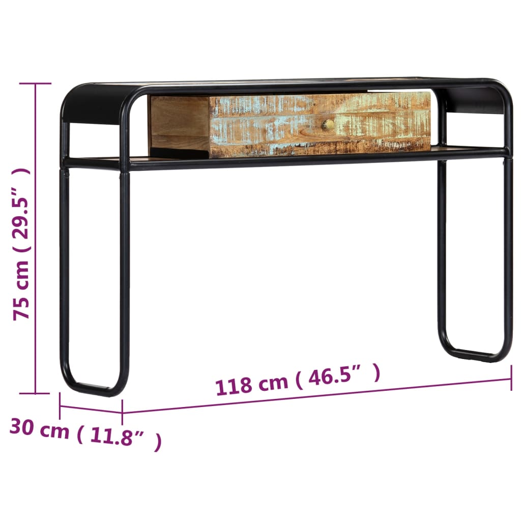 Avlastningsbord Konsollbord Tre 118x30x75 cm gjenvunnet heltre