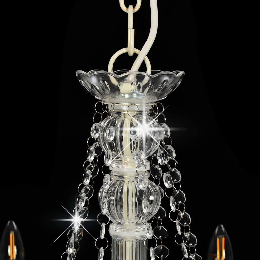Taklampe Lysekrone med perler Hvit 8 x E14 pærer