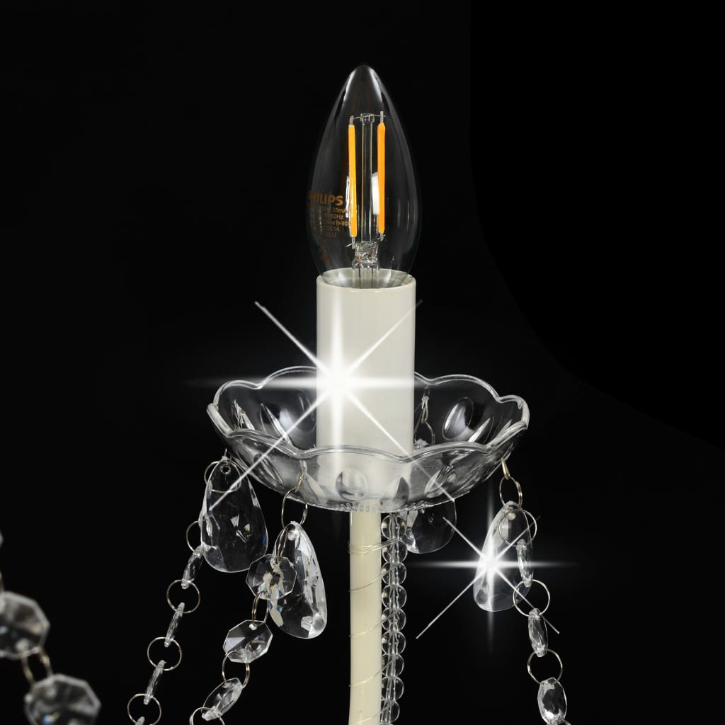 Taklampe Lysekrone med perler Hvit 8 x E14 pærer