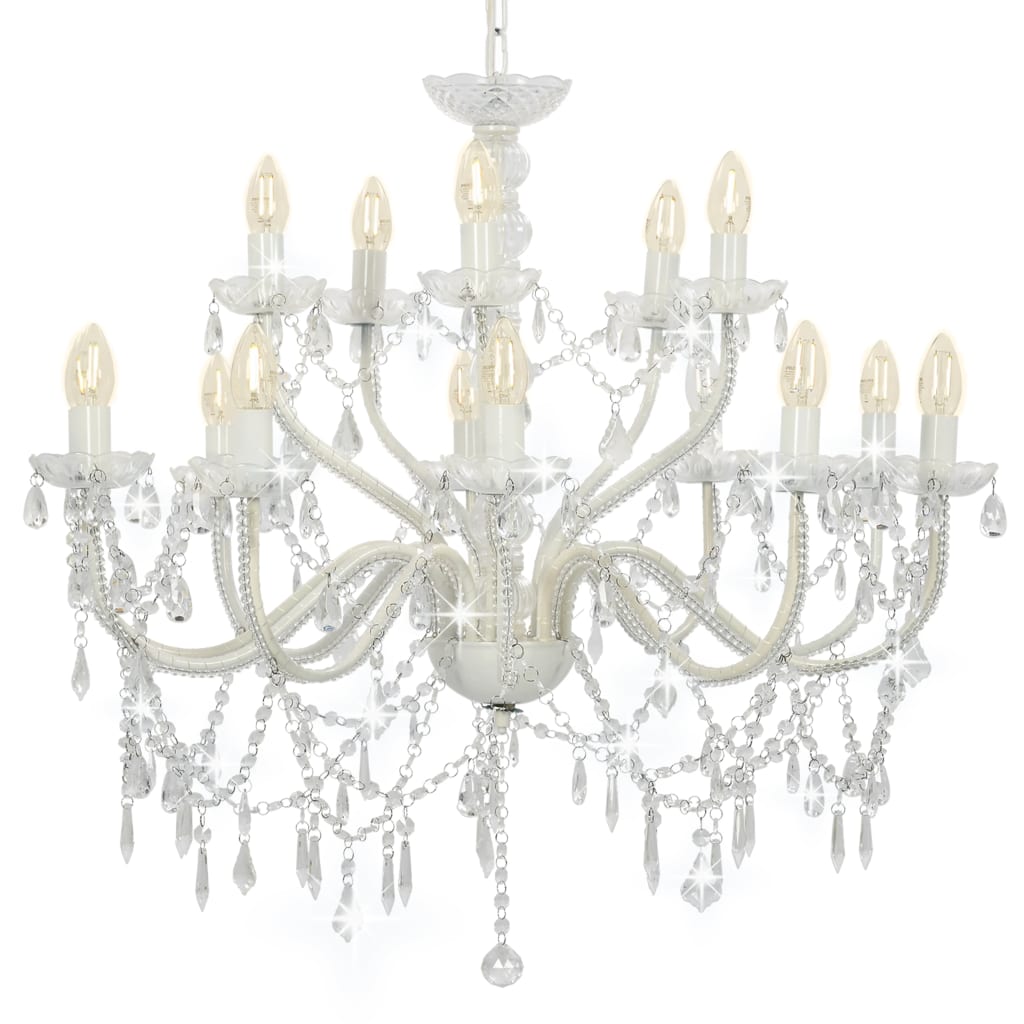 Taklampe Lysekrone 2 lag Hvit 15 x E14 lyspærer