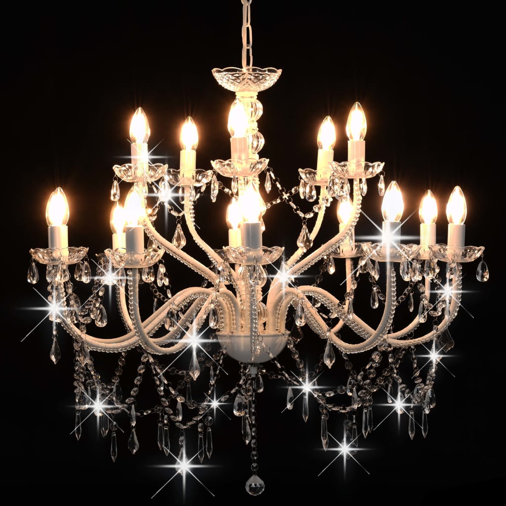 Taklampe Lysekrone 2 lag Hvit 15 x E14 lyspærer