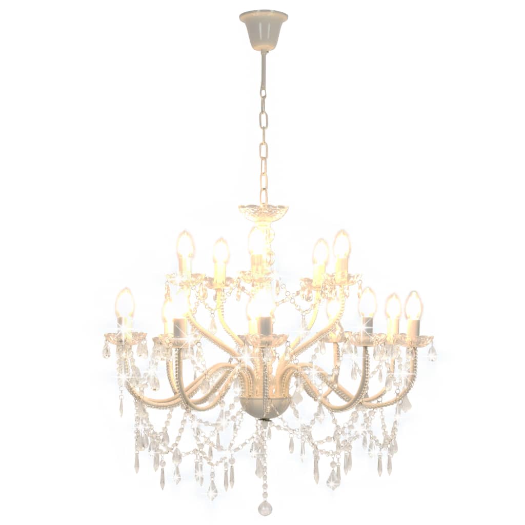 Taklampe Lysekrone 2 lag Hvit 15 x E14 lyspærer