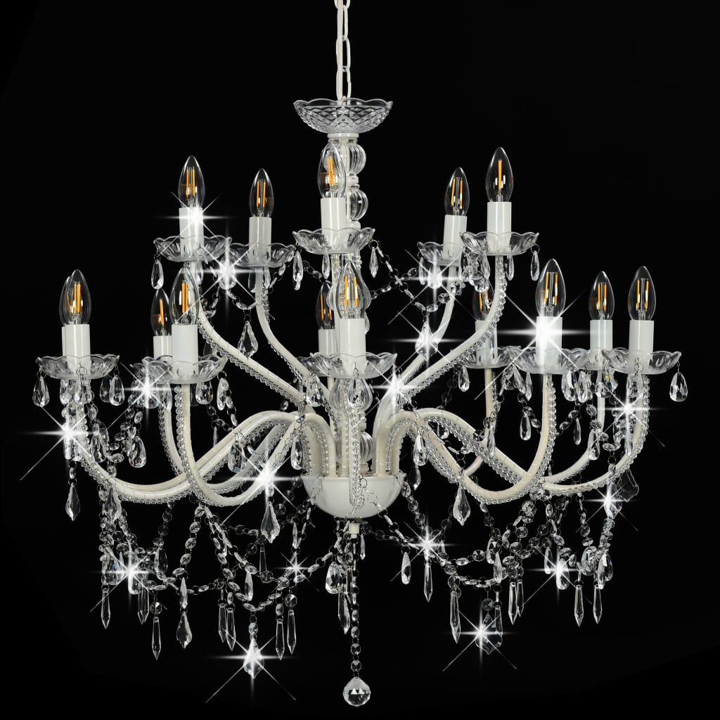 Taklampe Lysekrone 2 lag Hvit 15 x E14 lyspærer