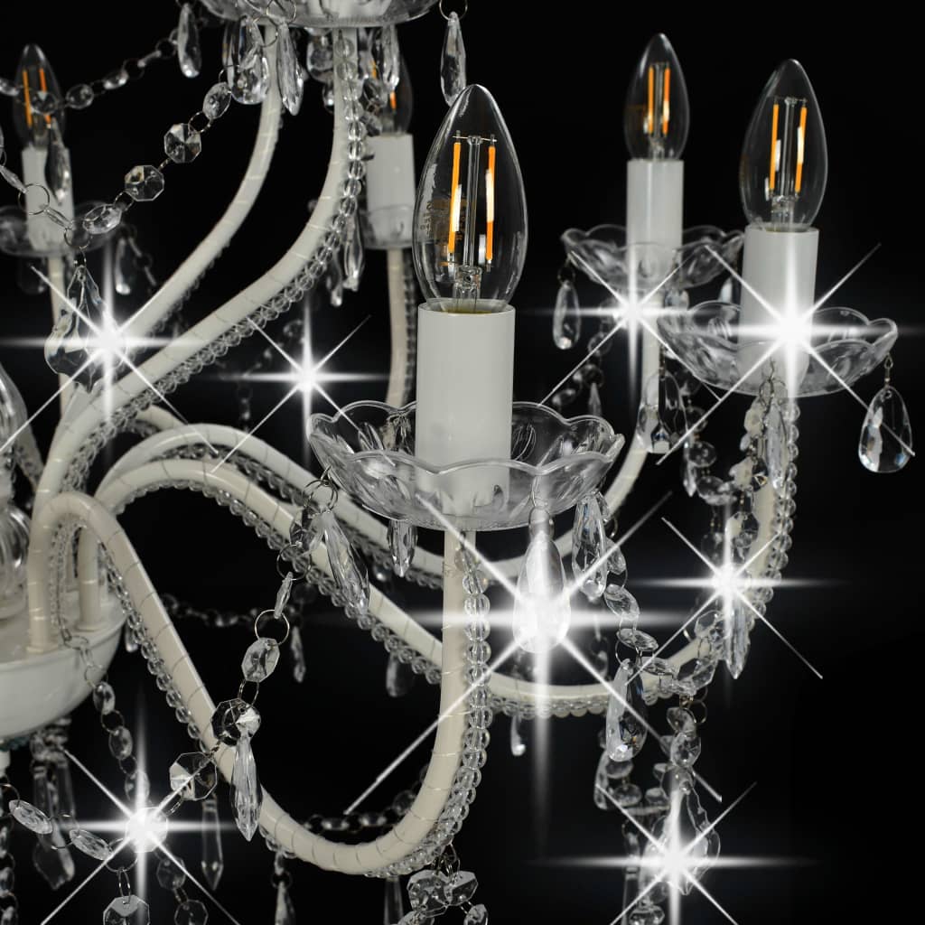 Taklampe Lysekrone 2 lag Hvit 15 x E14 lyspærer