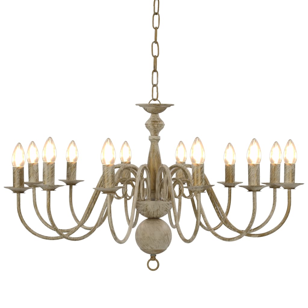Taklampe Lysekrone antikk Hvit 12 x E14 lyspærer