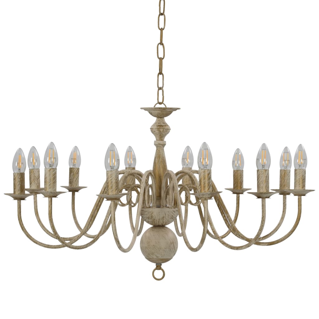 Taklampe Lysekrone antikk Hvit 12 x E14 lyspærer