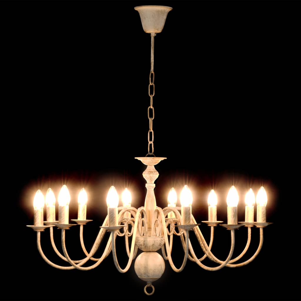 Taklampe Lysekrone antikk Hvit 12 x E14 lyspærer