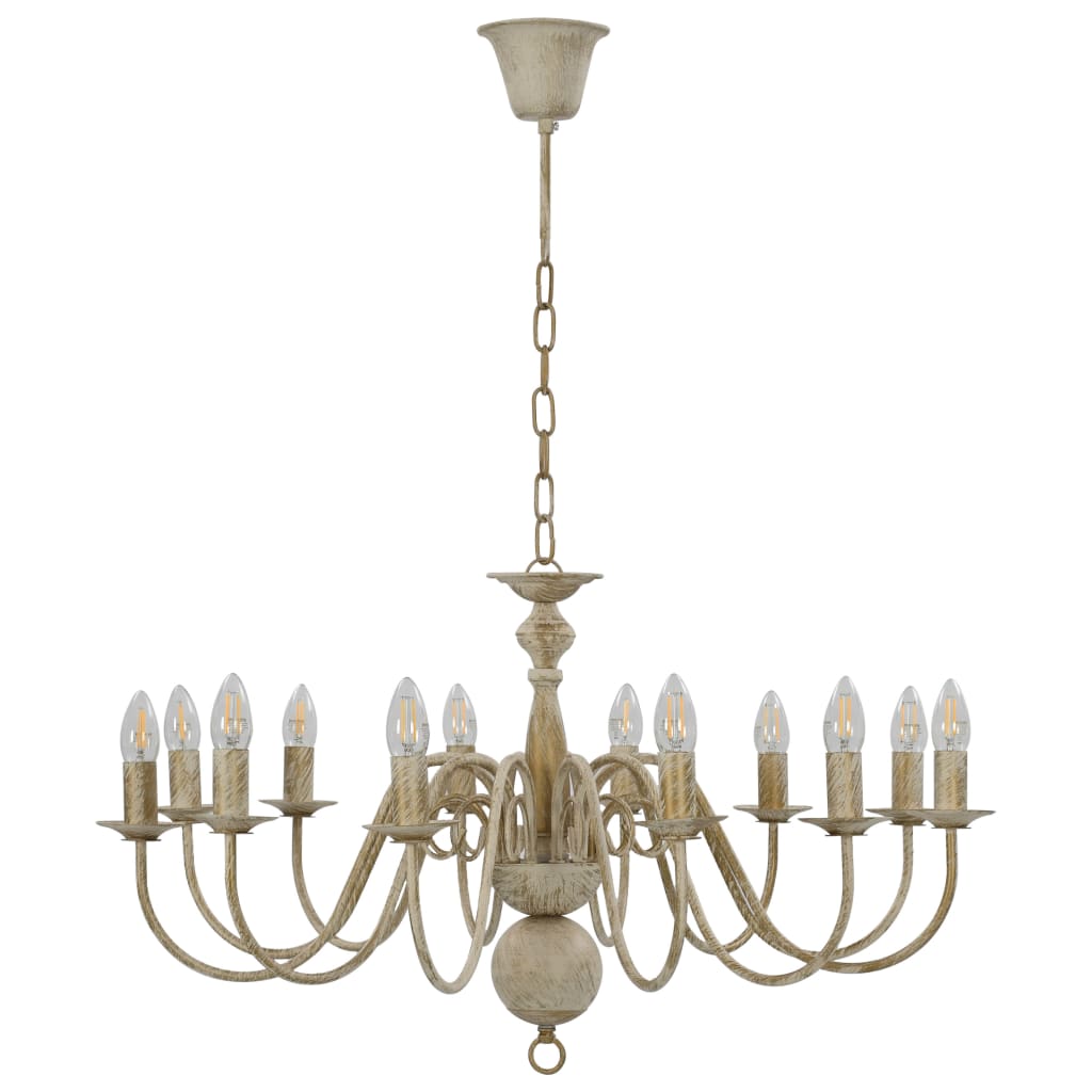 Taklampe Lysekrone antikk Hvit 12 x E14 lyspærer