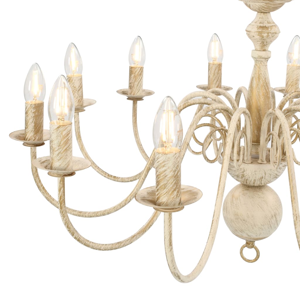Taklampe Lysekrone antikk Hvit 12 x E14 lyspærer