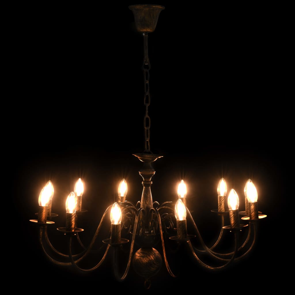 Taklampe Lysekrone antikk Svart 12 x E14 lyspærer